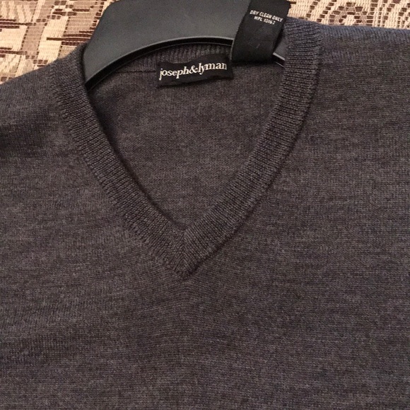 Like new, Dark Grey 💯% Wool v neck sweater - Picture 7 of 7